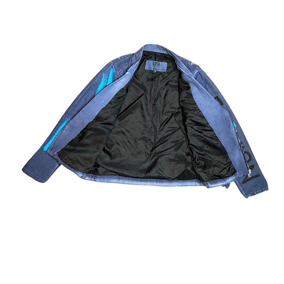 Wearable Art Graffiti Hand Painted Denim Moto Jacket Statement Medium - Picture 4 of 4